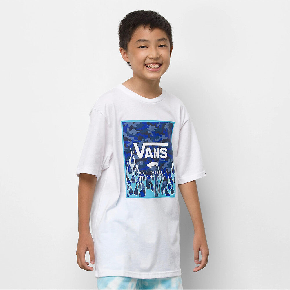 Vans Kids Print Box Back SS Boys White/Camo Flame / RRP £25