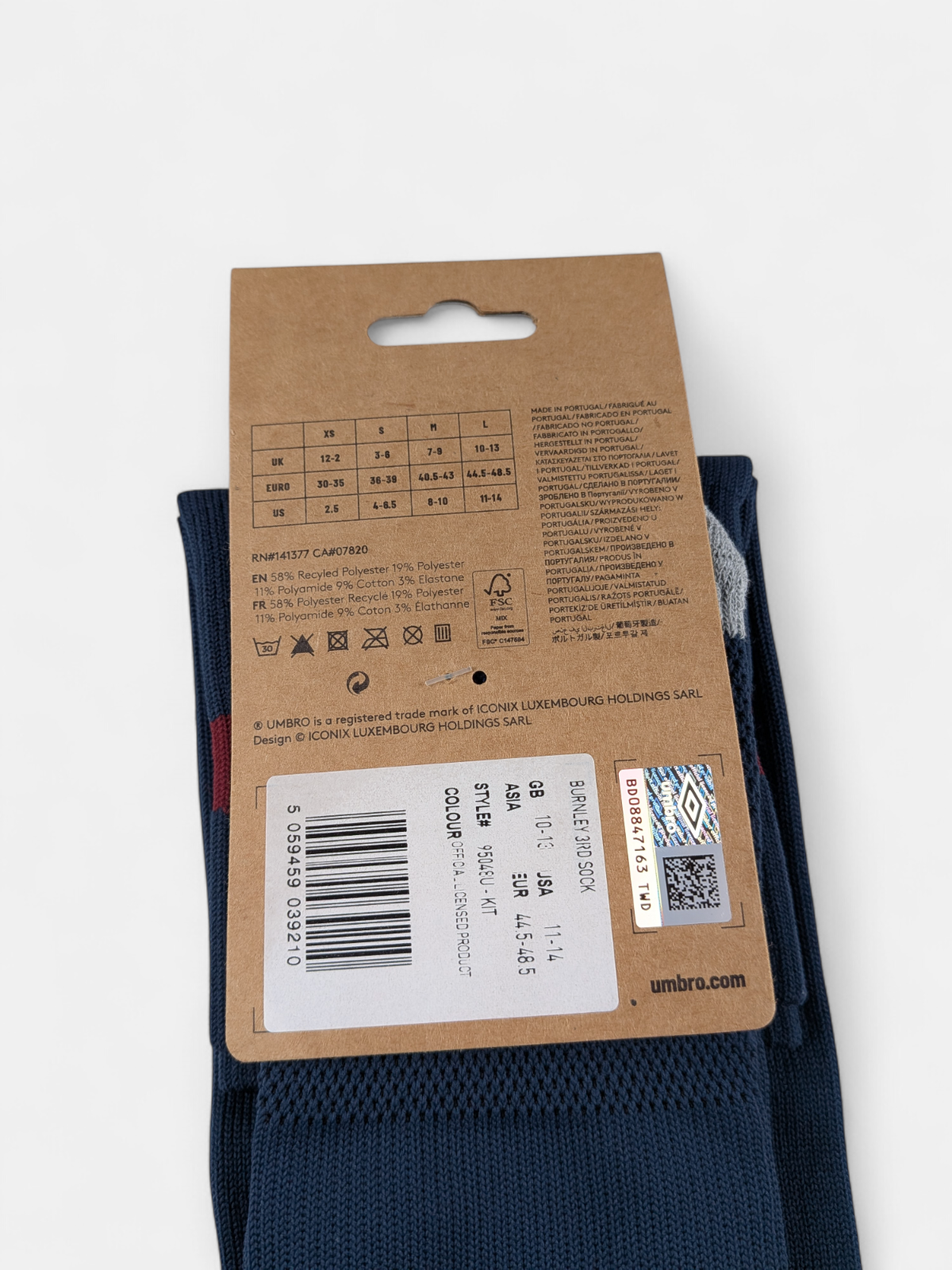 Umbro Mens 2021-22 Burnley Third Football Socks / BNWT / Blue / RRP £15