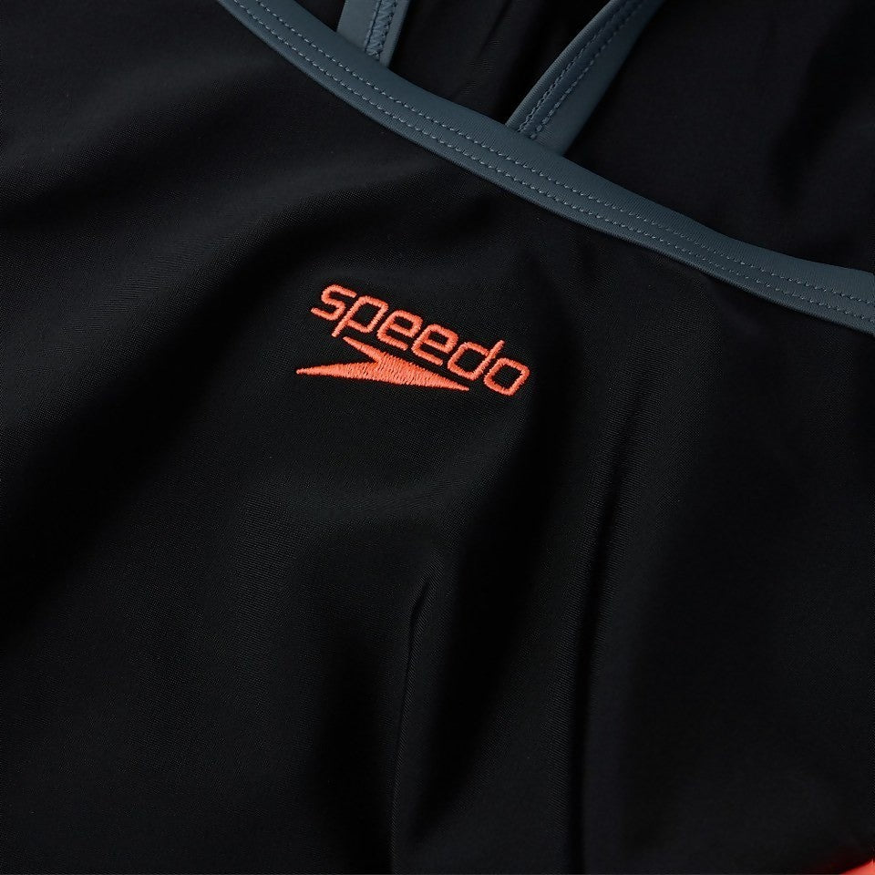 Speedo Women's Muscleback Swimsuit / Black Orange / Training Swimwear / RRP £32