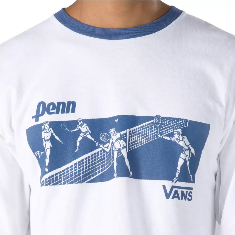 Vans X Penn Sport Long Sleeve T-Shirt / White Blue / Men / RRP £42