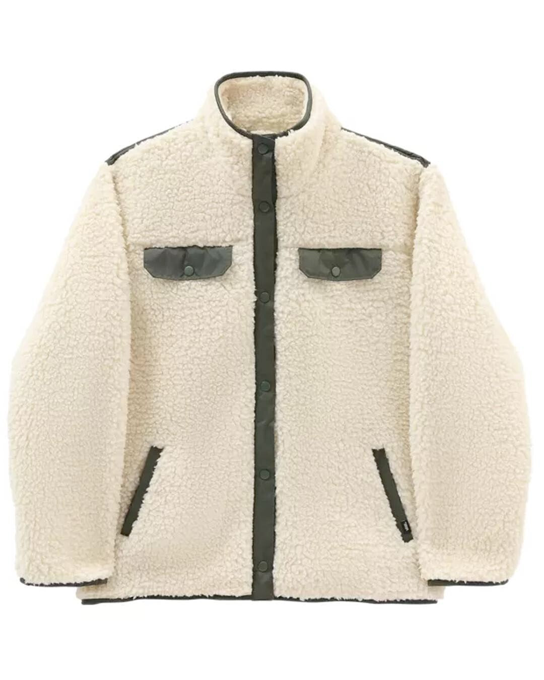 Vans Womens Dreaming Sherpa Jacket / Bone White Olive / RRP £120