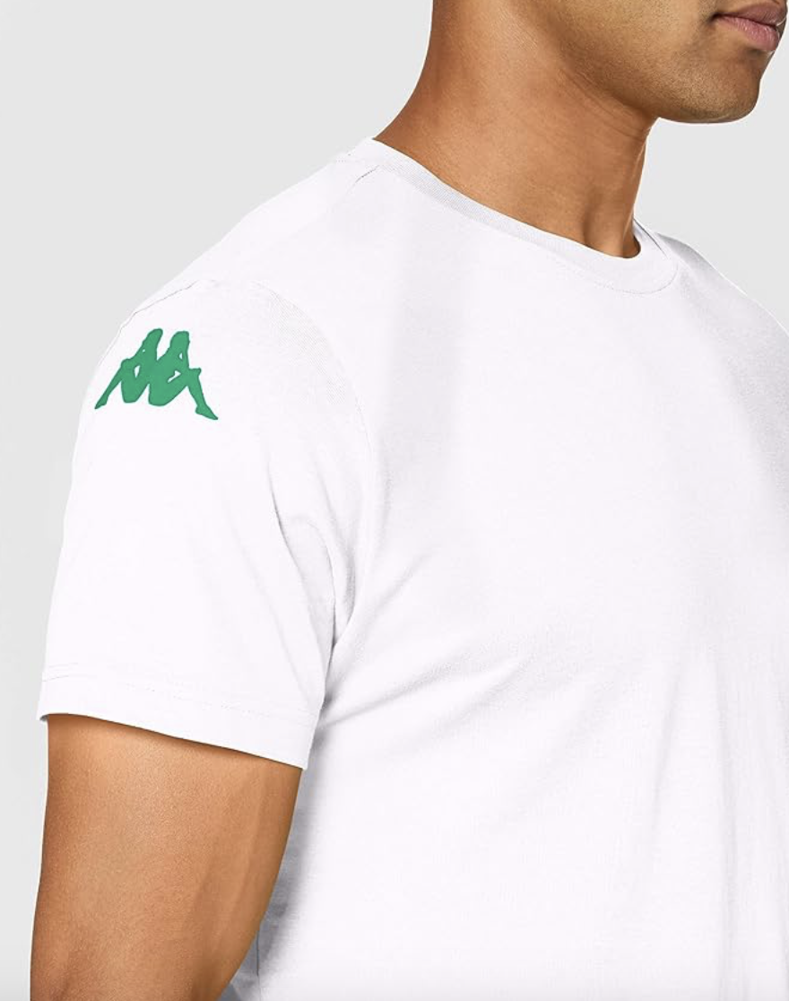 Kappa Mens Shoulder Logo T-Shirt / White Green / RRP £20