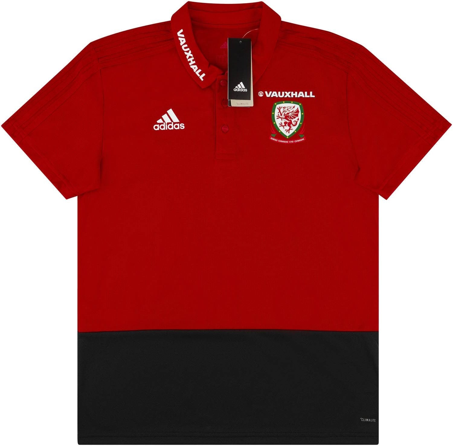 Adidas Mens 2018-19 Wales Player Issue Training Polo T-Shirt / Red / RRP £37.99