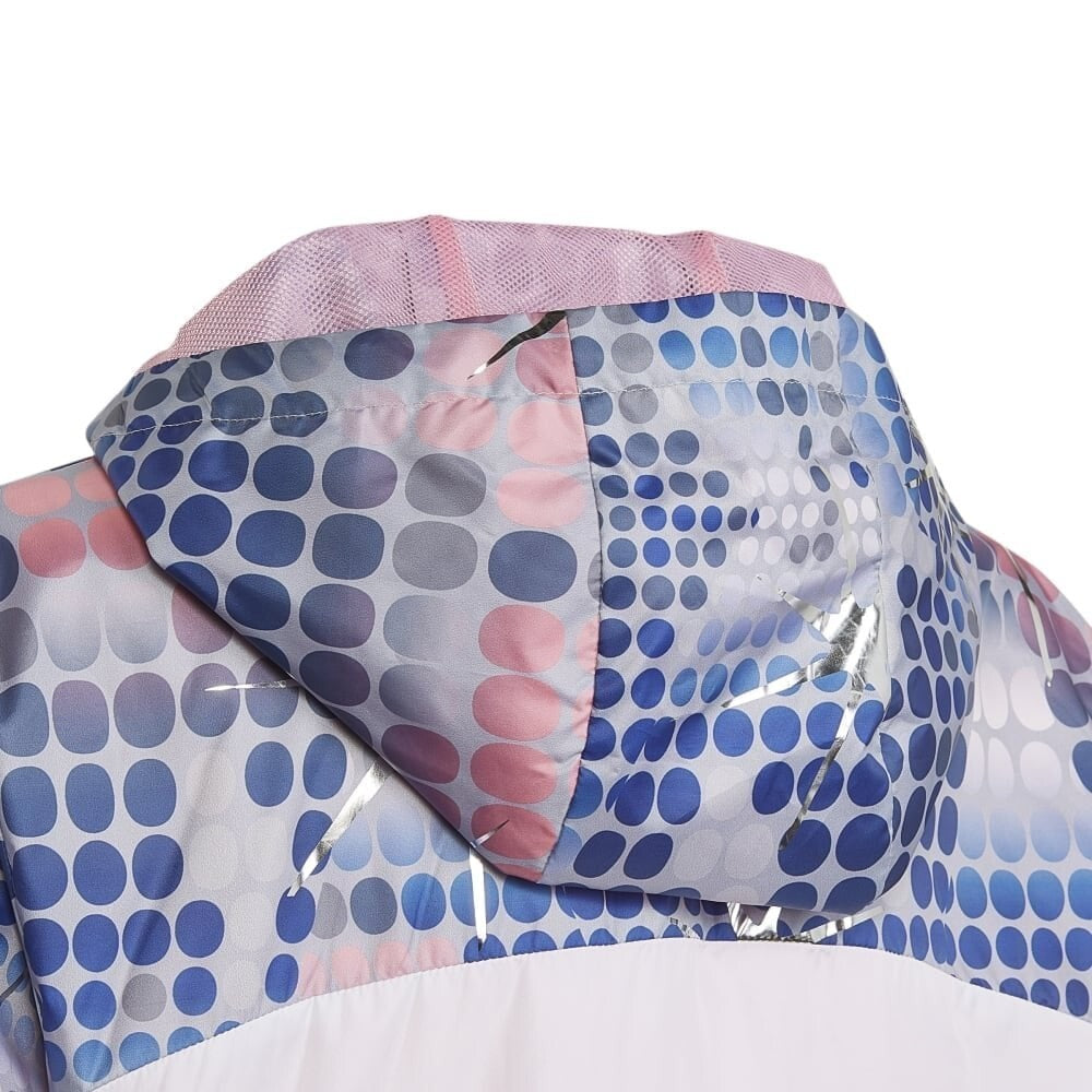 Adidas Girls Windbreaker Jacket / White Blue Pink / RRP £45