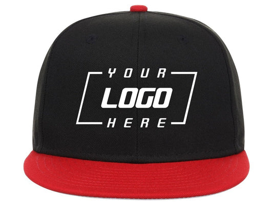 Unisex Plain Full Court Fitted Hat / Black Red / £22