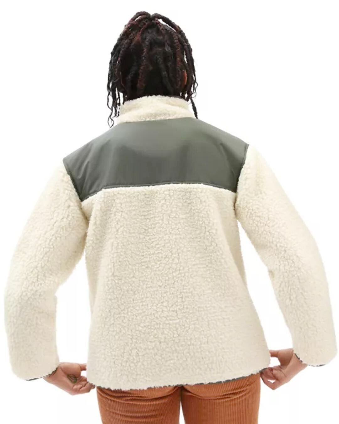 Vans Womens Dreaming Sherpa Jacket / Bone White Olive / RRP £120