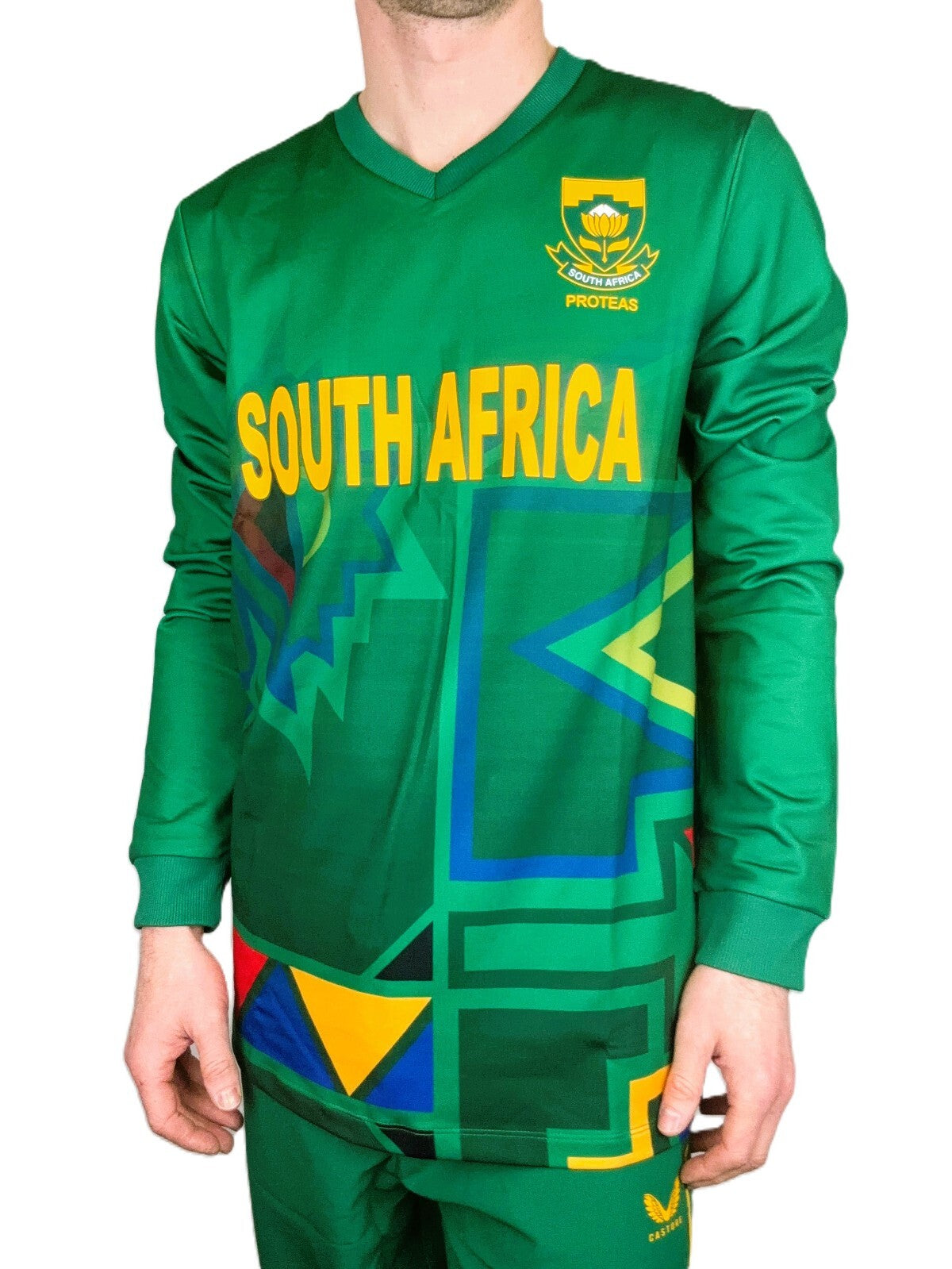 Castore Mens Long Sleeve South Africa Cricket Playing Top / Green / RRP £65