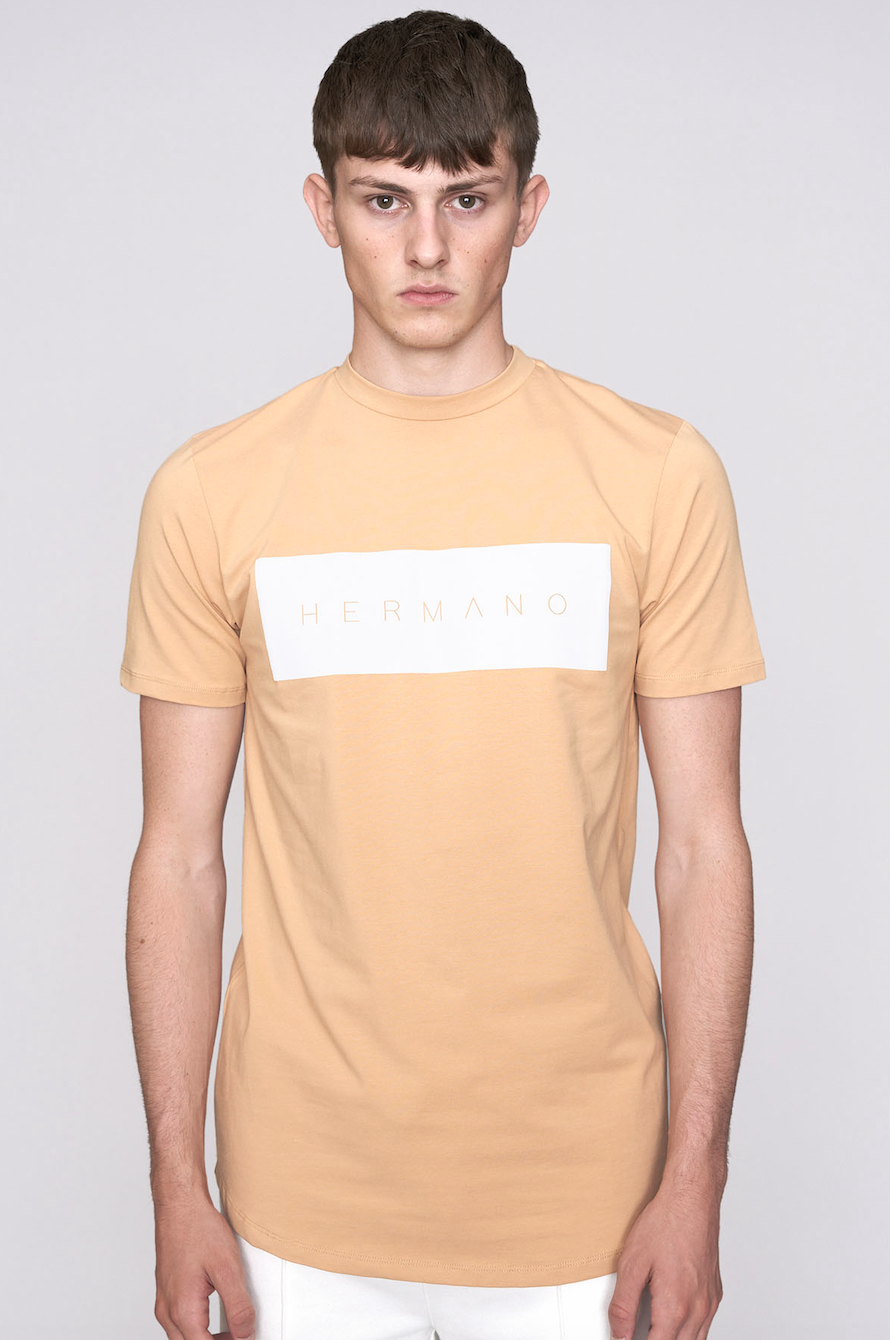 Hermano Mens Box Logo T-Shirt / BNWT / Beige / RRP £35