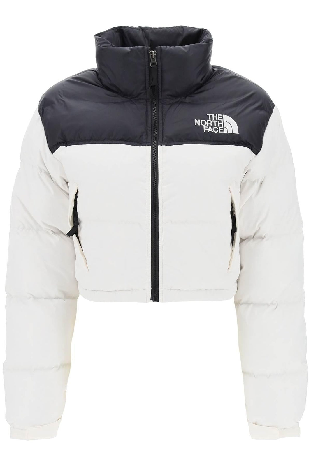 The North Face Womens Nuptse Short Puffer Jacket / White Black / RRP £290