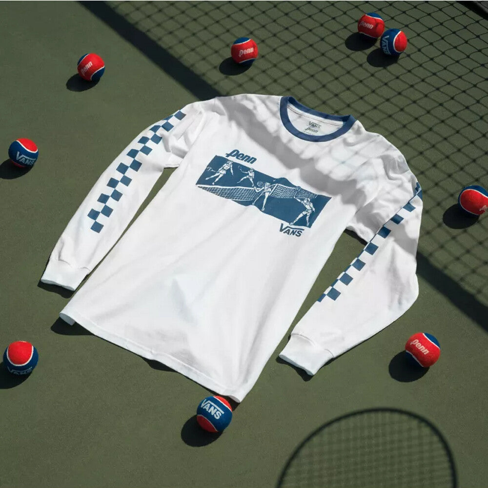 Vans X Penn Sport Long Sleeve T-Shirt / White Blue / Men / RRP £42
