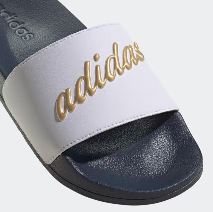 Adidas Women’s Adilette Shower Slides / White Navy Gold / RRP £30