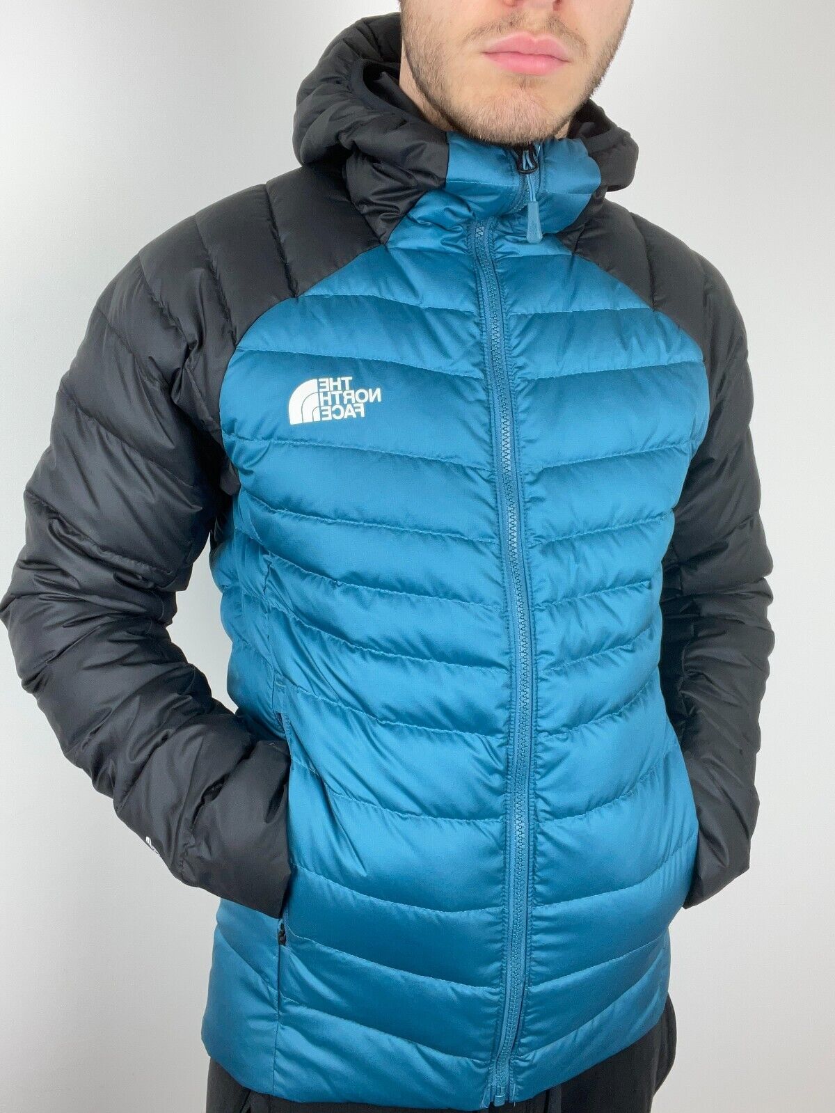 The North Face Mens New Hometown Hoodie-Mallard Blue/ TNF Black, Adjustable Fit