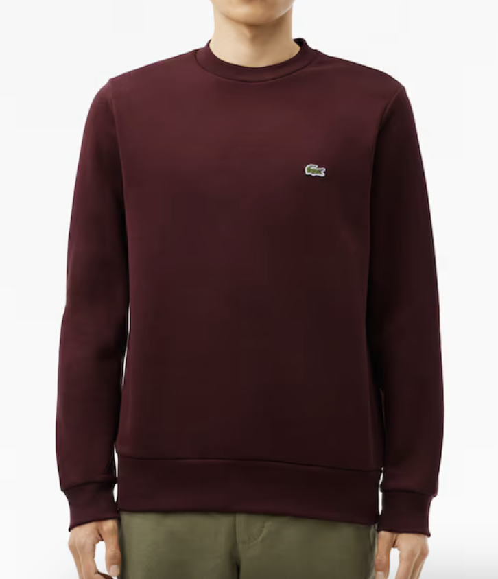 Lacoste Mens Fleece Crew Neck Sweatshirt / Bordeaux / BNWT / RRP £109