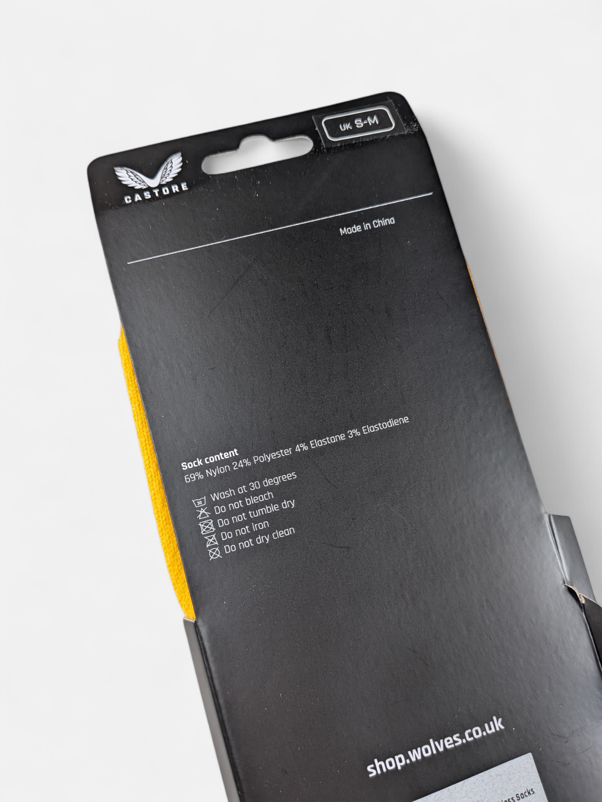 Castore Mens 2021-22 Wolves Player Pro Footless Socks / BNWT / Yellow / RRP £20