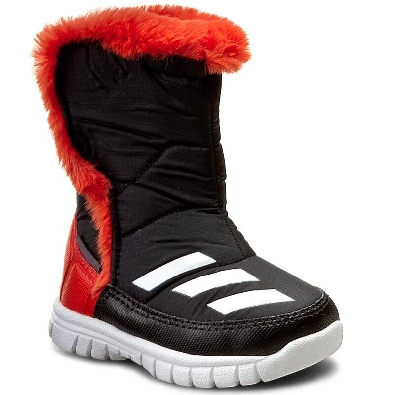 Adidas Infant Kids Lumi Lumi Snow Winter Boot Trainer / Black Red / RRP £45