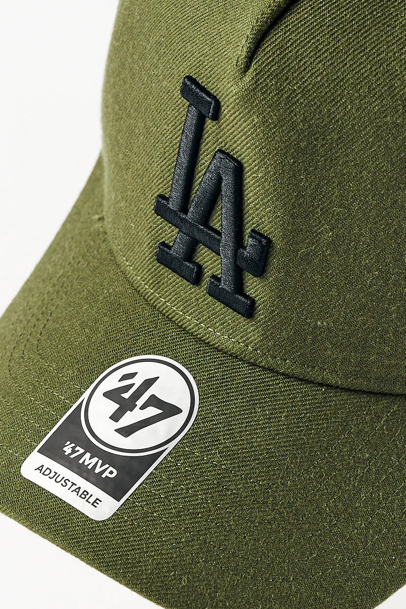 47 Brand LA Dodgers Adjustable MVP Cap / Olive Green Black Logo / RRP £28