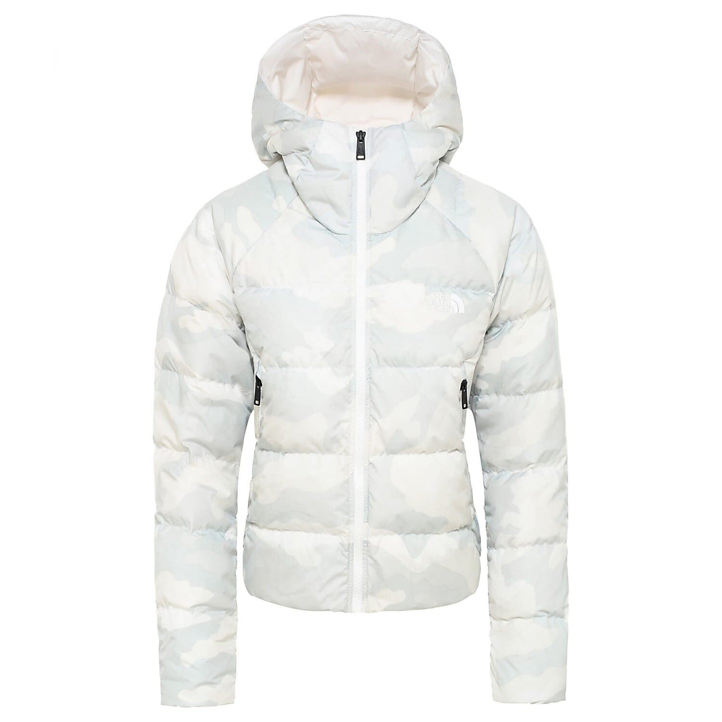 The North Face Women's Hyalite Down Hooded Puffer Jacket / White Camo / Large