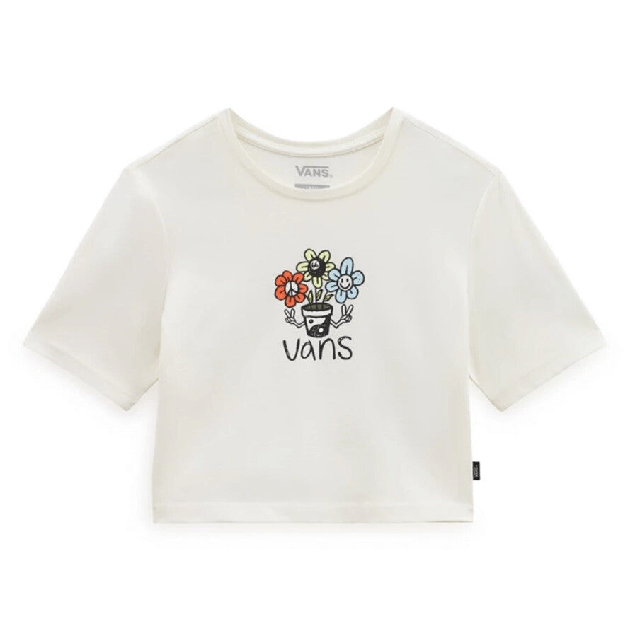 Vans Women's Peace Pot Marshmallow Cropped T-Shirt / White / RRP £30