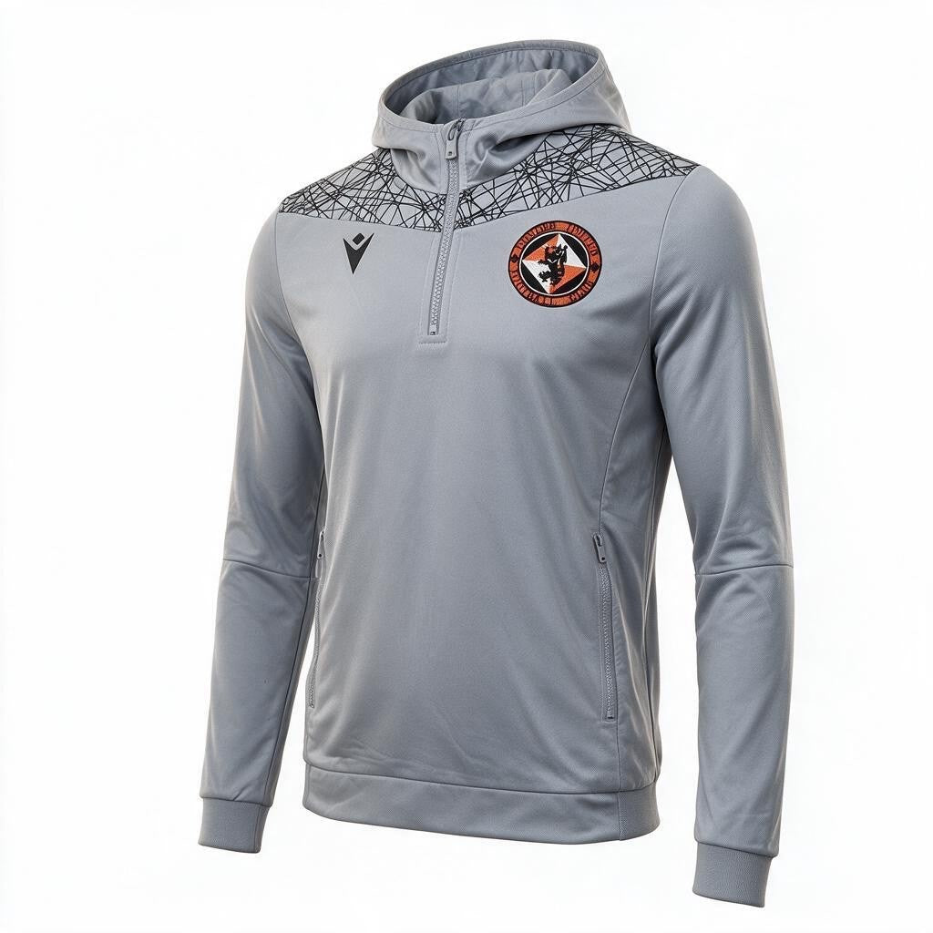 Macron Dundee United Hooded 1/4 Zip Training Top / Grey / RRP £30
