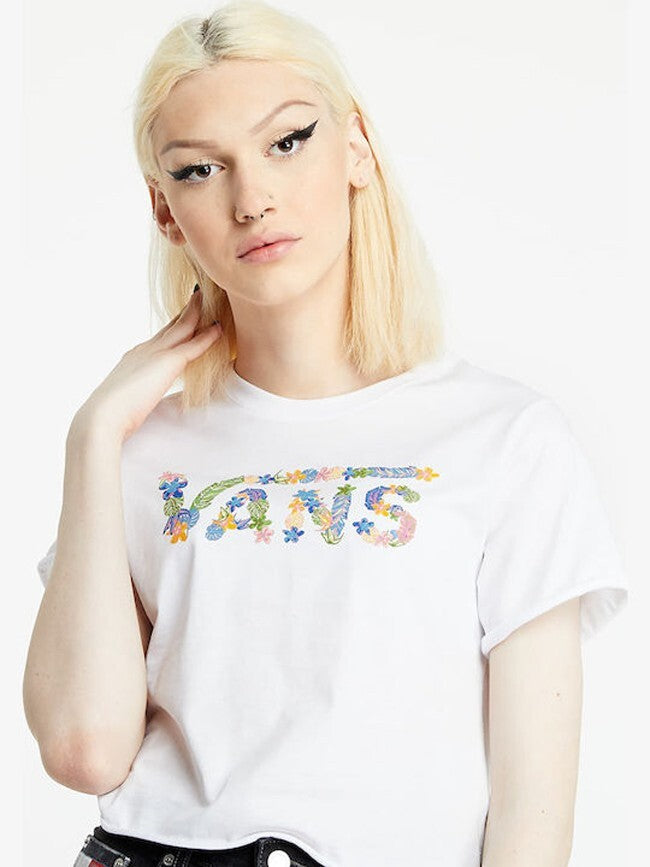 Vans Womens Zen Logo Cropped T-Shirt / White / RRP £25