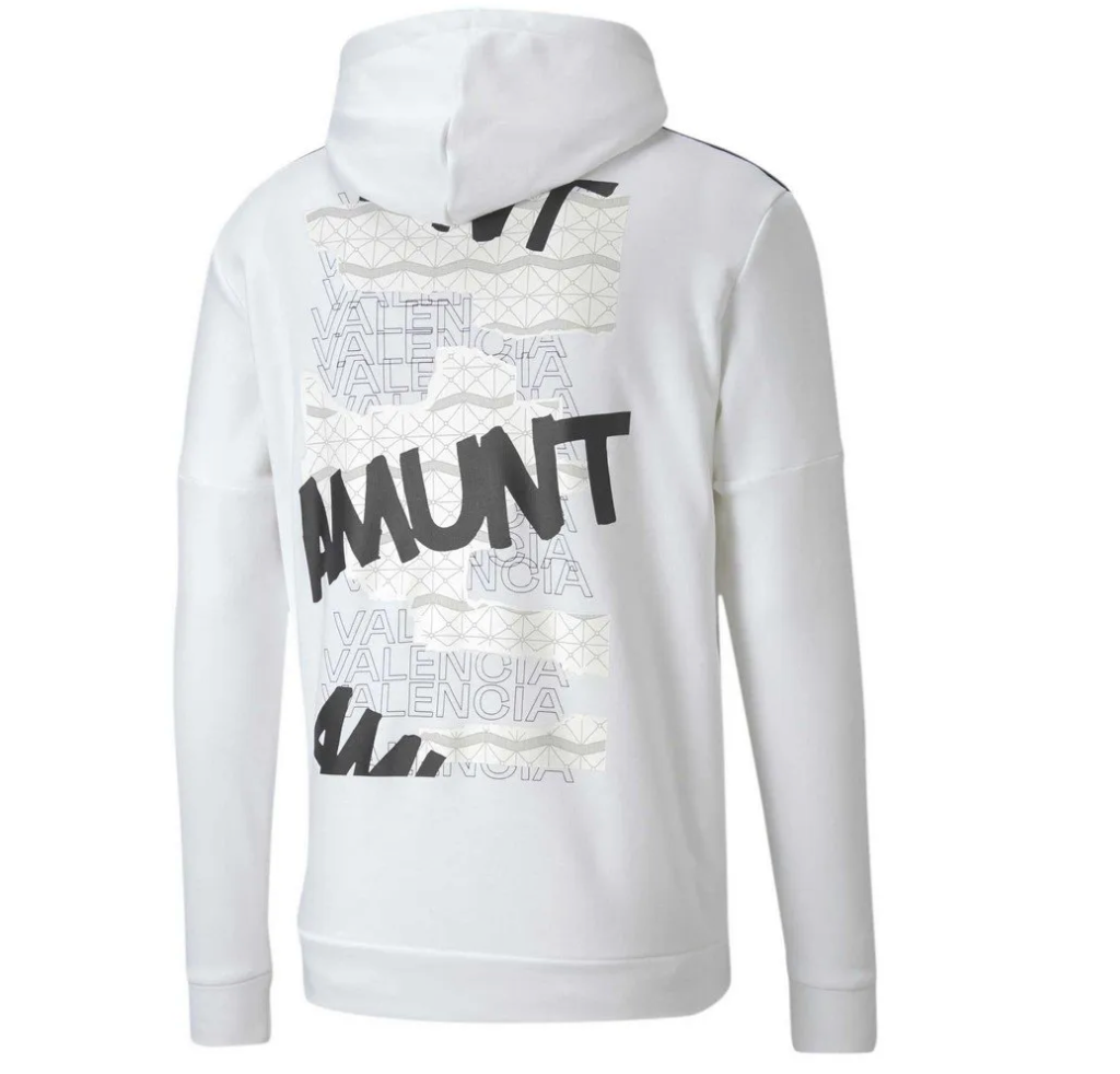Puma Mens 2020-21 Valencia Puma Ftbl Culture Hooded Top / White / RRP £55