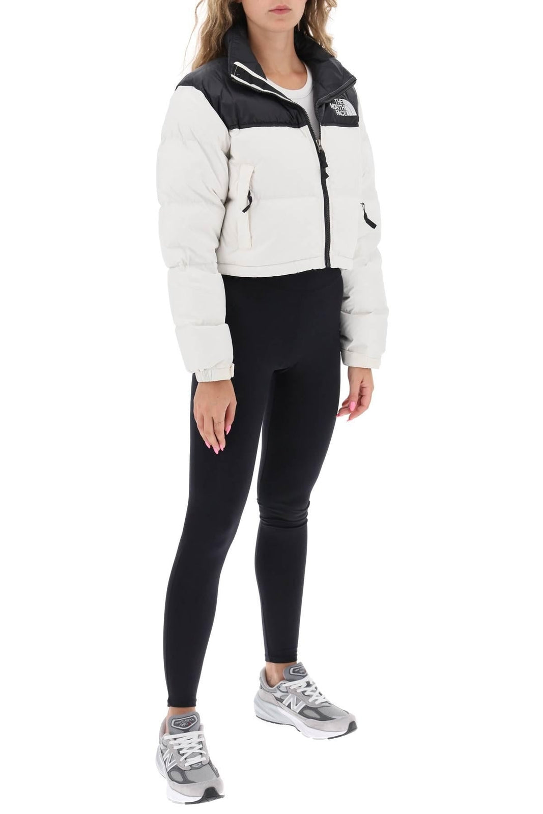 The North Face Womens Nuptse Short Puffer Jacket / White Black / RRP £290
