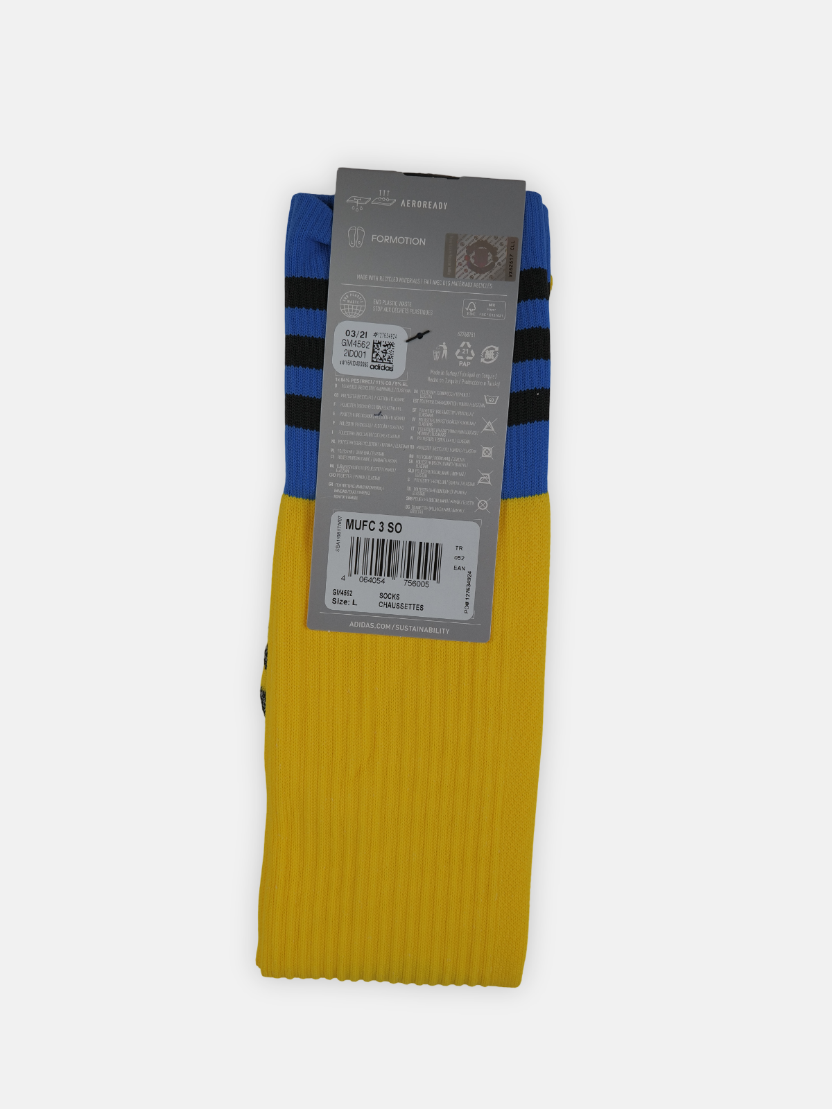 Adidas Mens 2021-22 Manchester United Alternate Third Socks / Yellow / RRP£14.99