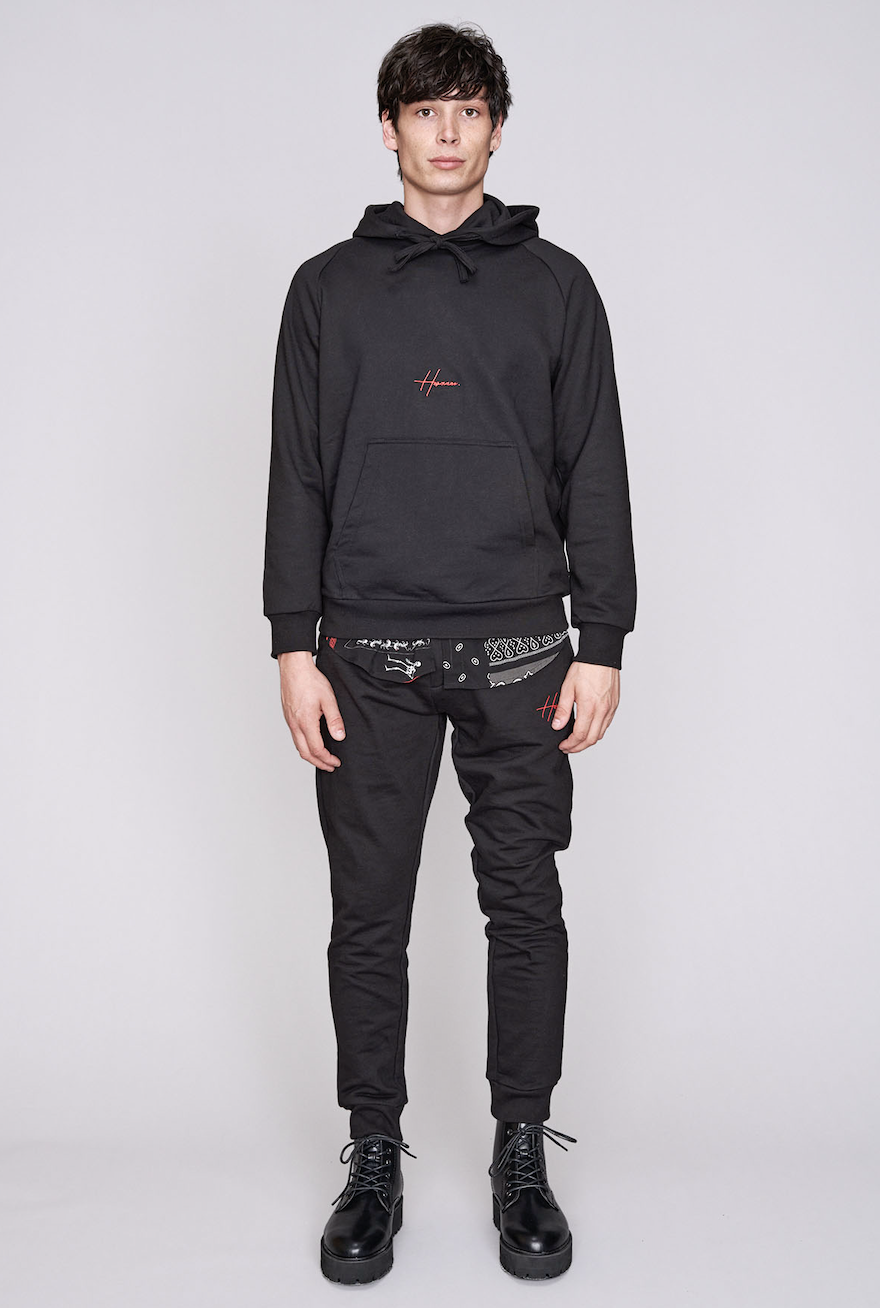 Hermano Mens Black Embroidered Logo Regular Fit Hoodie / BNWT / Black / RRP £50