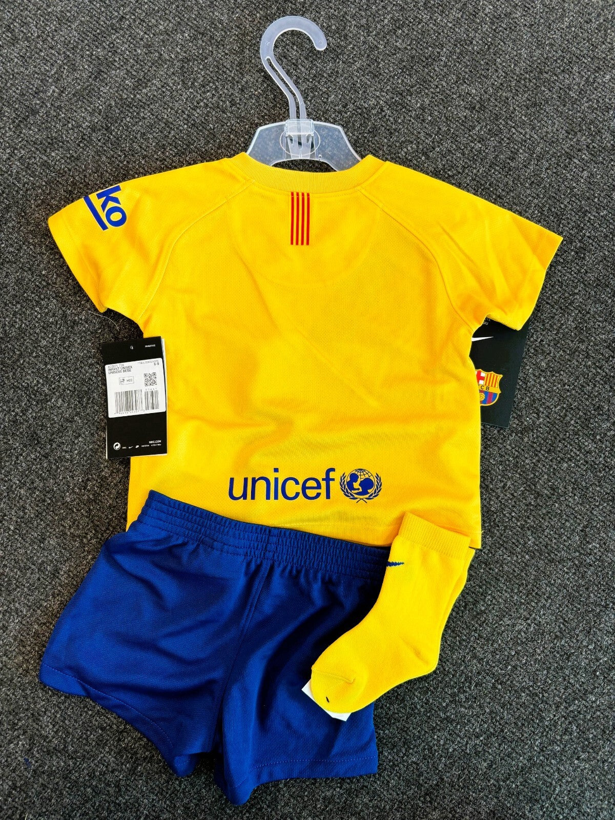 Nike Toddler Barcelona Full Football Kit / Away Yellow / 19-20 / RRP £40