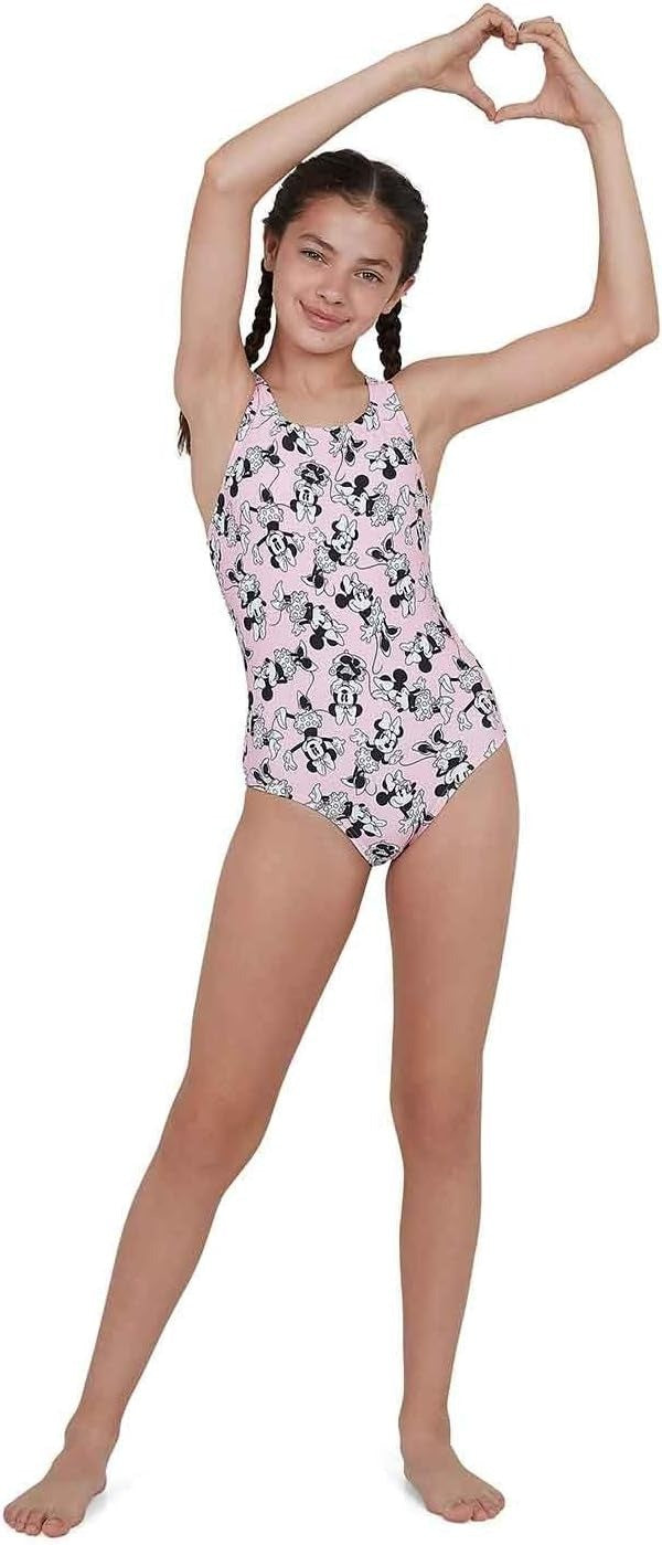 Speedo Girls Disney Mickey Mouse Medalist Swimsuit / Pink Purple / RRP £24