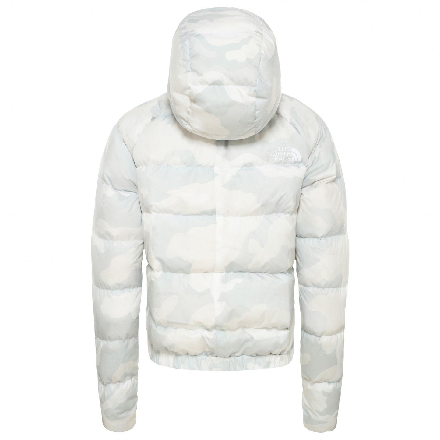 The North Face Women's Hyalite Down Hooded Puffer Jacket / White Camo / Large