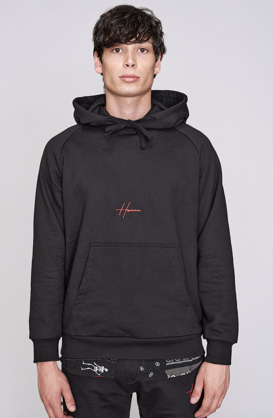 Hermano Mens Black Embroidered Logo Regular Fit Hoodie / BNWT / Black / RRP £50