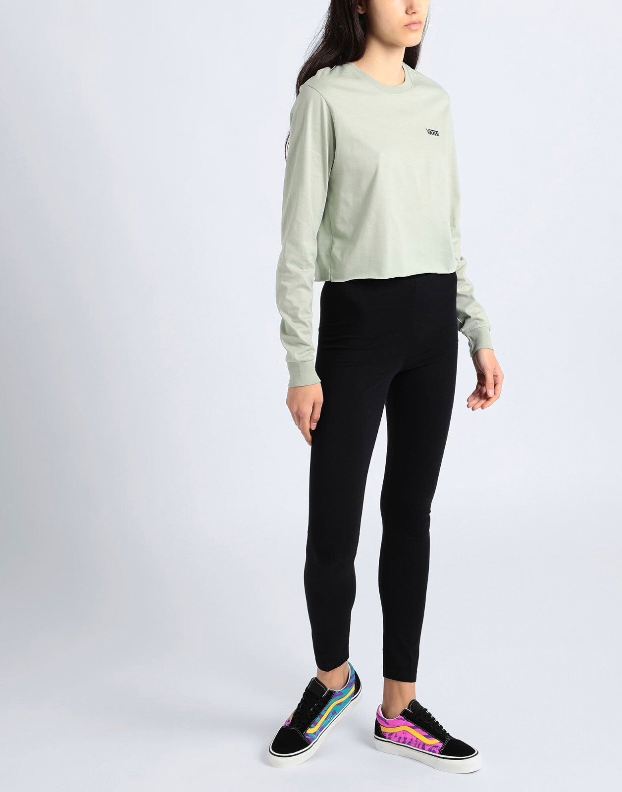 Vans Womens Long Sleeve Cropped T-Shirt / Desert Sage Green / RRP £37