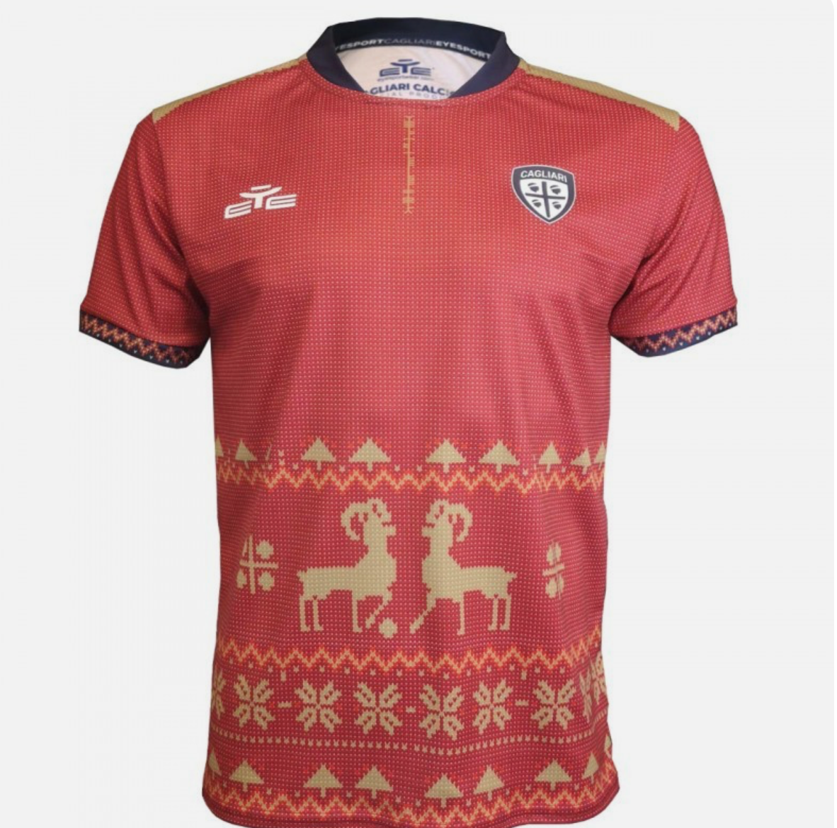 Eye Mens 22-23 Cagliari 'Christmas Edition' Pre-Match Shirt / Red / RRP £65