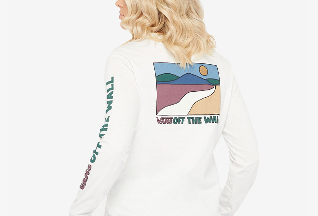 Vans Womens Long Sleeve Sun Trail Logo T-Shirt / Off White / RRP £47