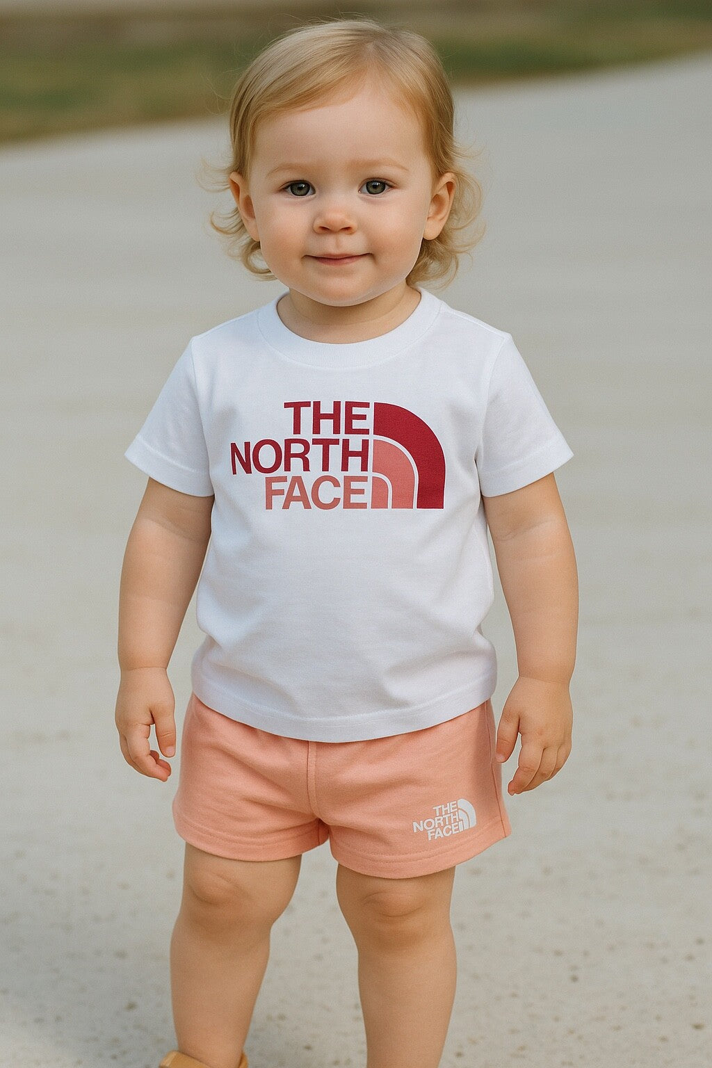 The North Face Toddler Cotton Summer T-Shirt and Short Set White Pink / RRP £35