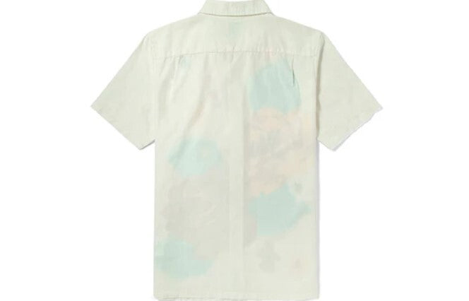 Vans Mens Flower And Plants Print Leisure Short Sleeve Shirt Natural RRP £60