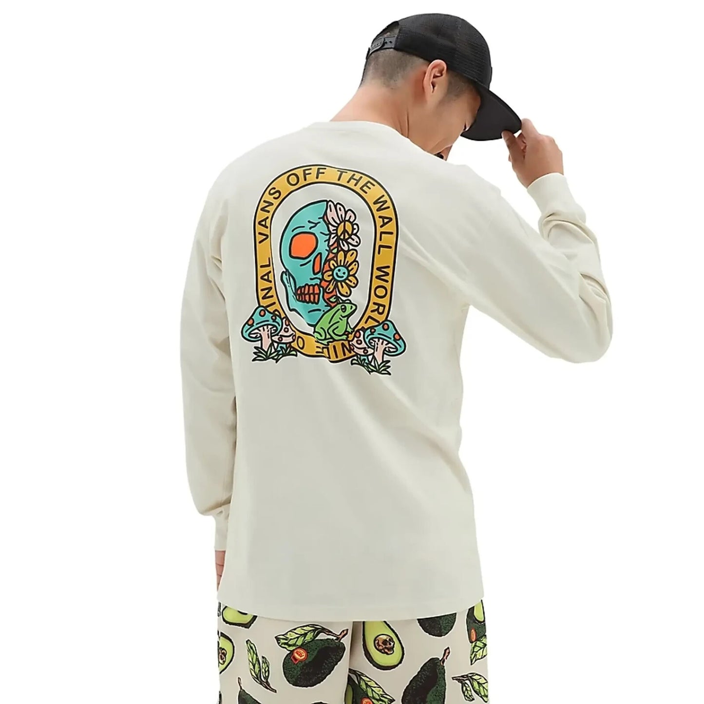 Vans Mens Trippy Skull Long Sleeve T-Shirt / White / RRP £37