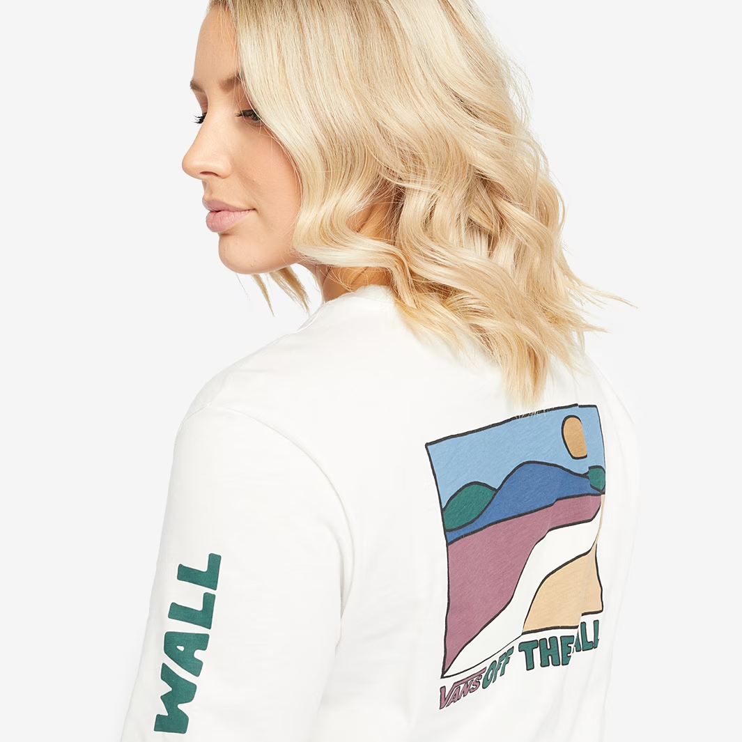 Vans Womens Long Sleeve Sun Trail Logo T-Shirt / Off White / RRP £47