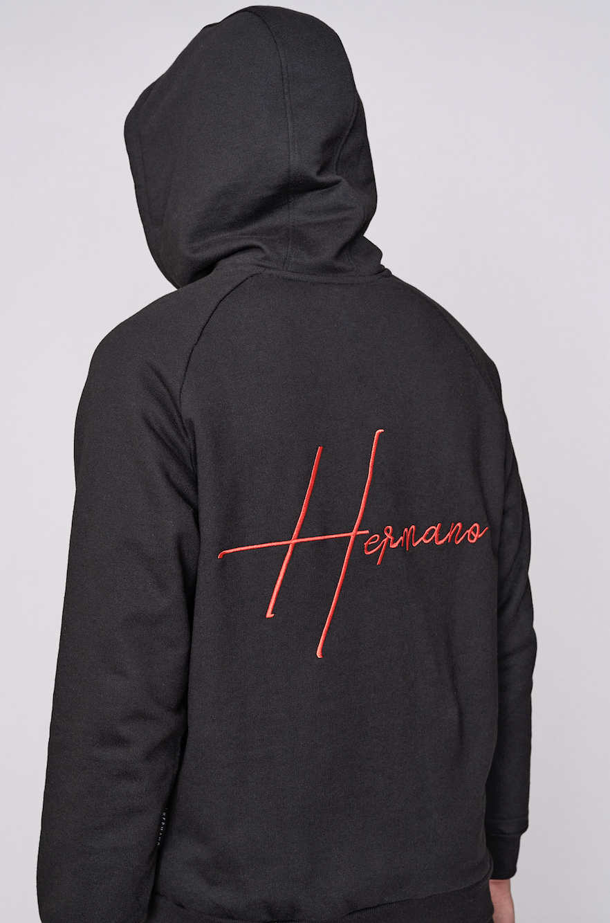 Hermano Mens Black Embroidered Logo Regular Fit Hoodie / BNWT / Black / RRP £50