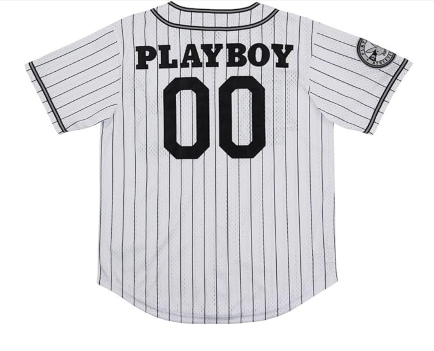 Playboy Mens Mesh Button Down Jersey / White/Black / RRP £35