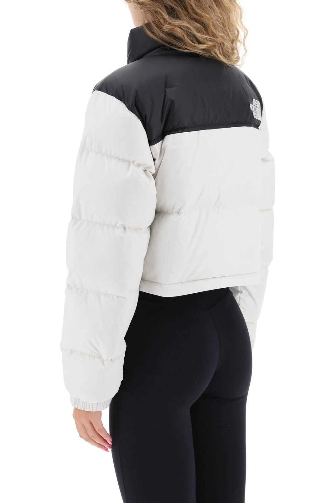 The North Face Womens Nuptse Short Puffer Jacket / White Black / RRP £290