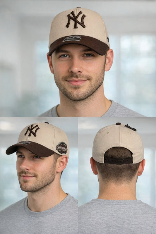47 Brand New York Yankees 2-Tone Side Patch MVP Cap / Natural Brown / RRP £30
