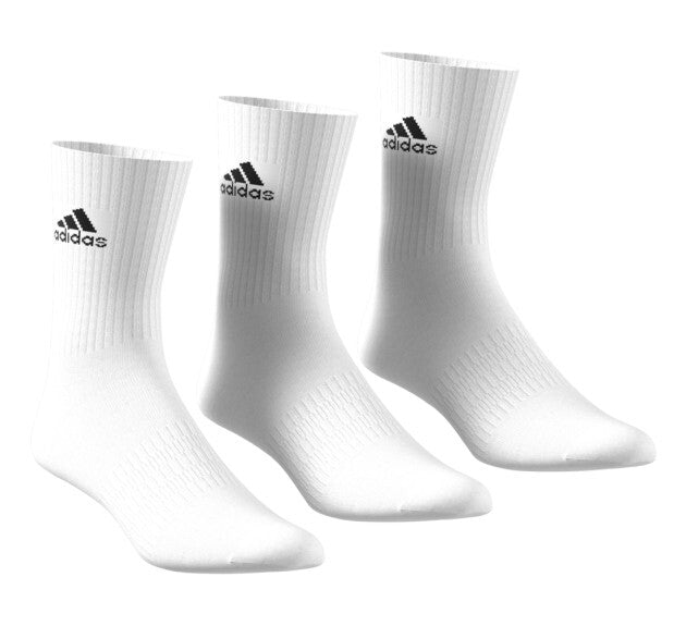 Adidas Unisex Cushioned Crew 3 Pack Socks / White / RRP £13