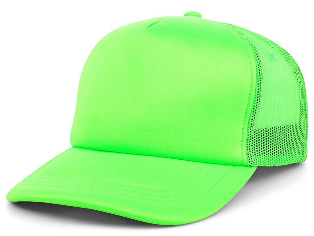 Crowns By Lids Unisex Plain Screen Foam Trucker Hat / Neon / £20
