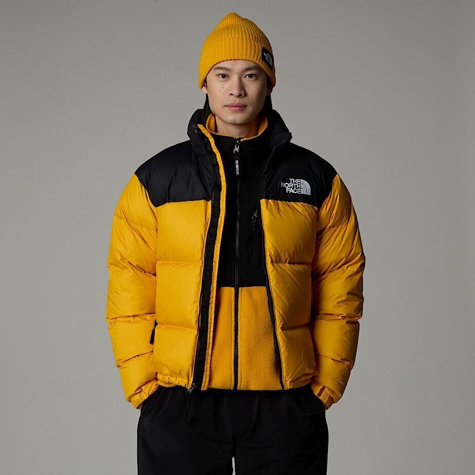 The North Face Mens 1996 Retro Nuptse Puffer Jacket / Black Yellow / RRP £315