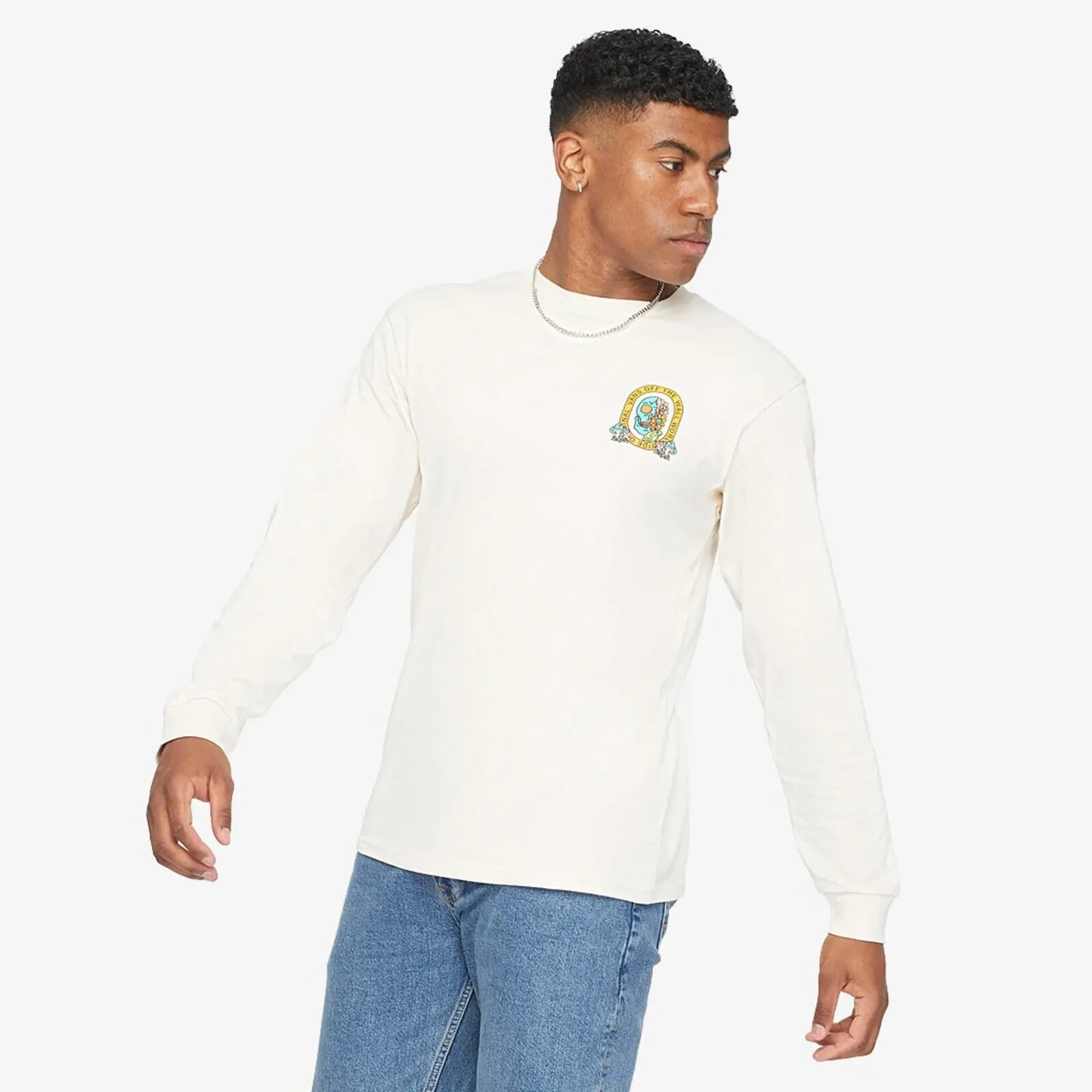 Vans Mens Trippy Skull Long Sleeve T-Shirt / White / RRP £37