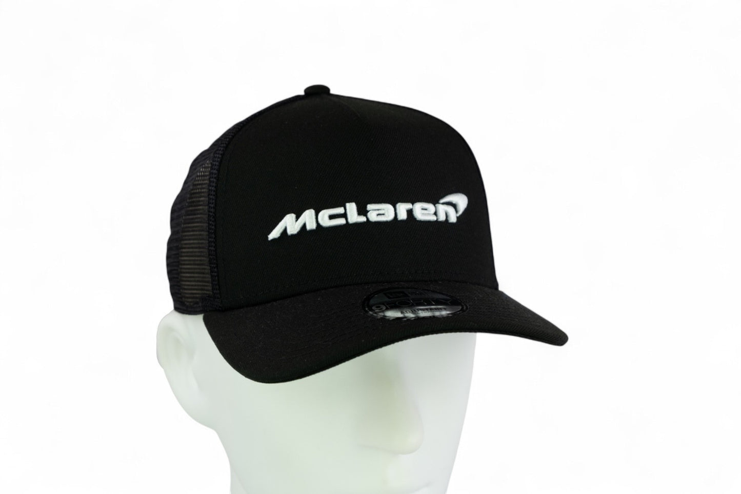 New Era Mclaren F1 Word 9FORTY A Frame Trucker Cap / Black White / RRP £36