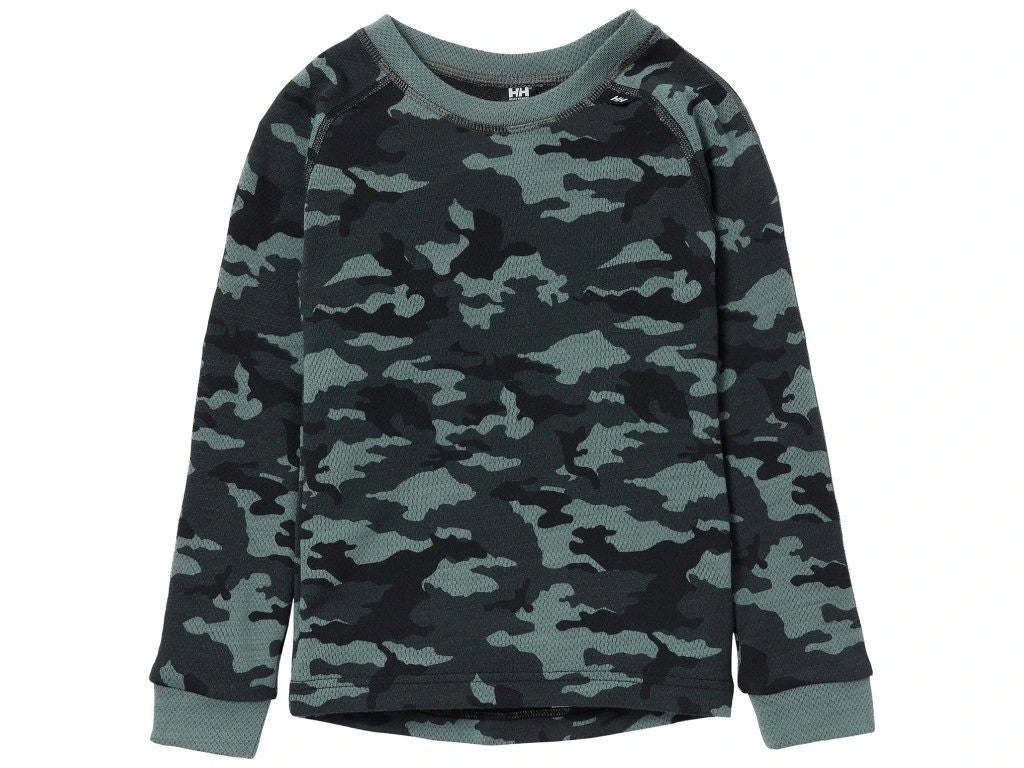 Helly Hansen Kids Merino Camo Thermal Set / Green Black / RRP £60