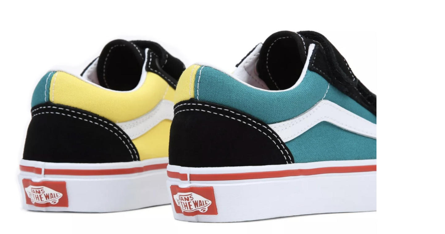 Vans Kids Old Skool 2 Strap Trainers / Black Yellow Green / RRP £40
